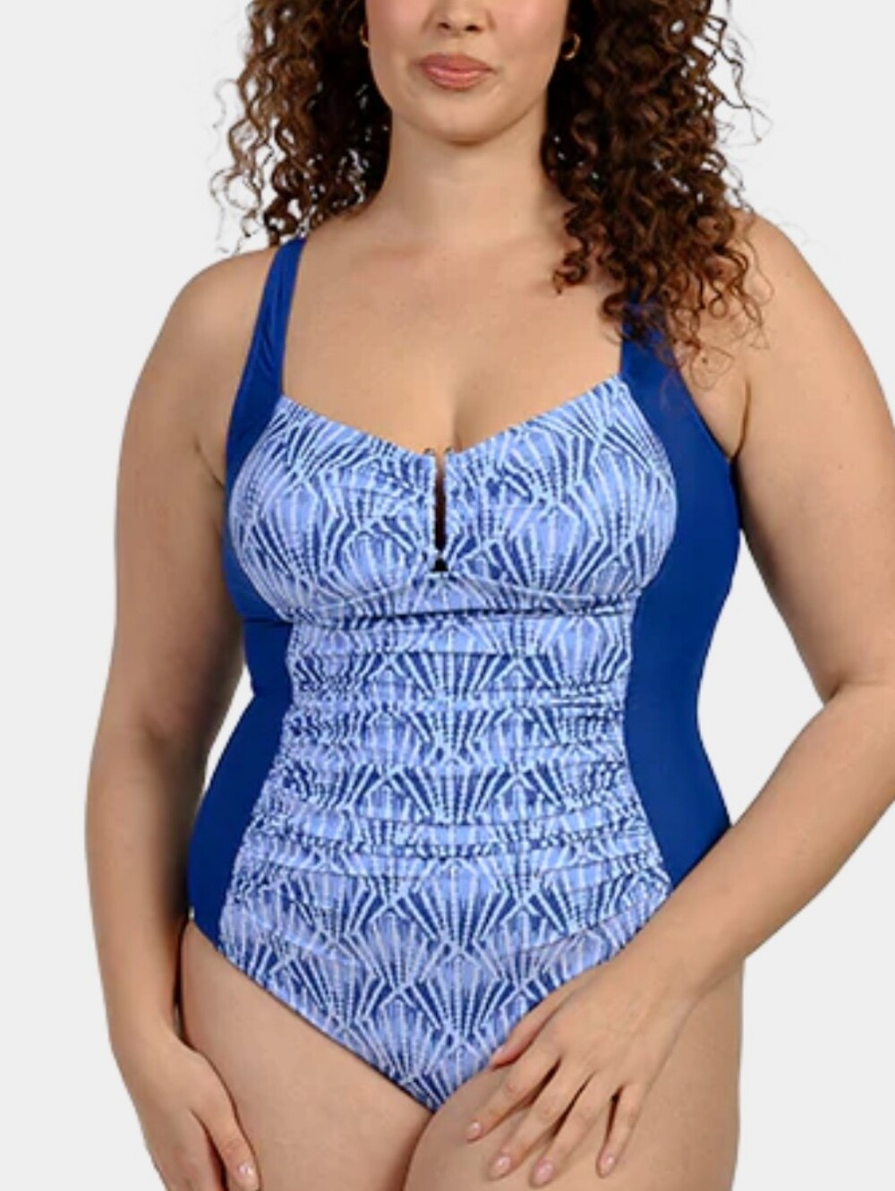 Size 12 Large Blue Patterned One-Piece Swimsuit